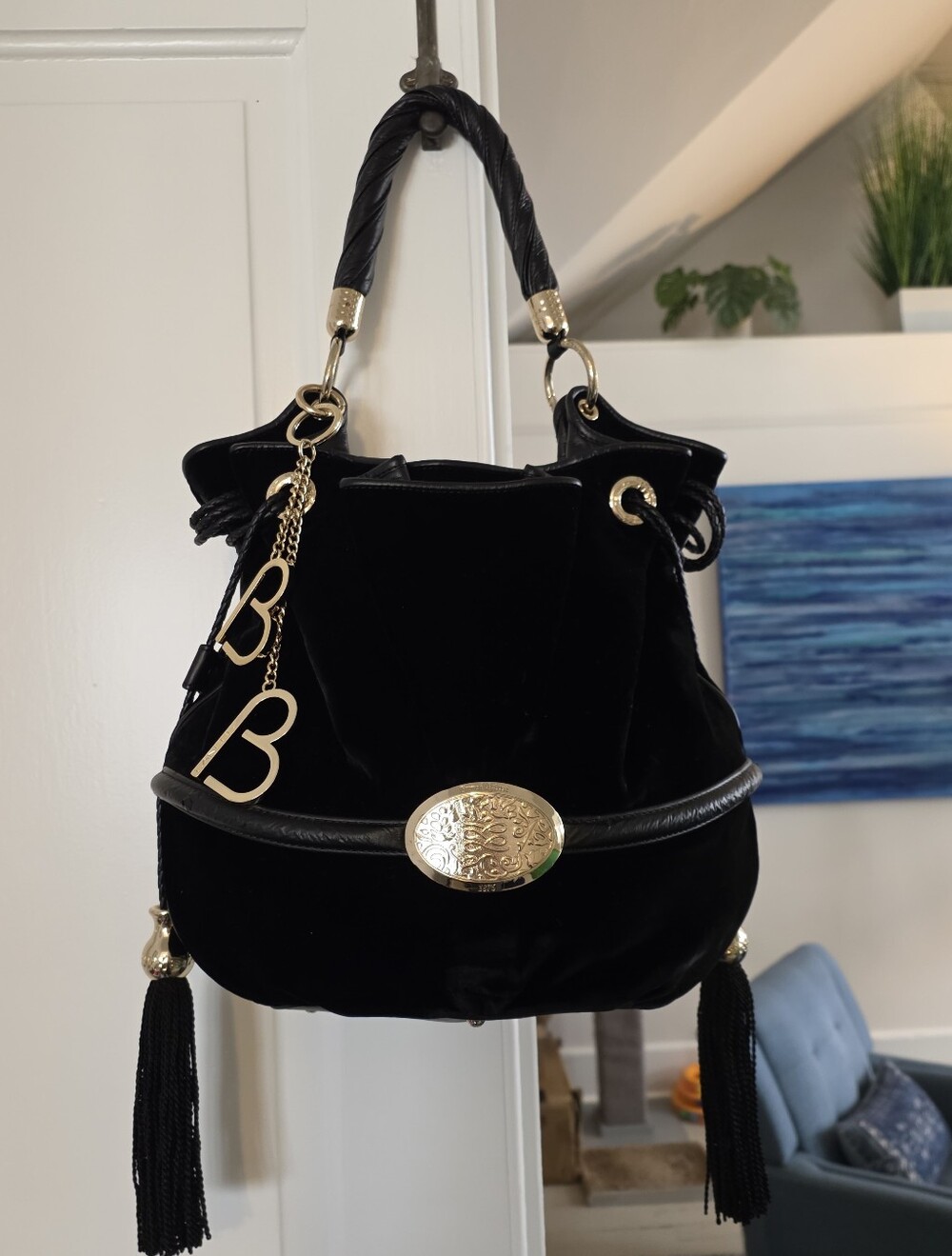 Authentic LANCEL BB Brigitte Bardot Black Velvet RARE